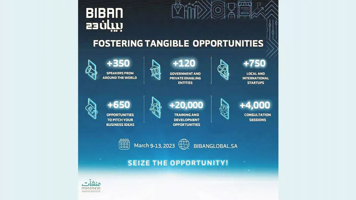 Saudi Arabia’s largest start-up SME and entrepreneurship conference, Biban, to be held between March 9 and March 13, 2023