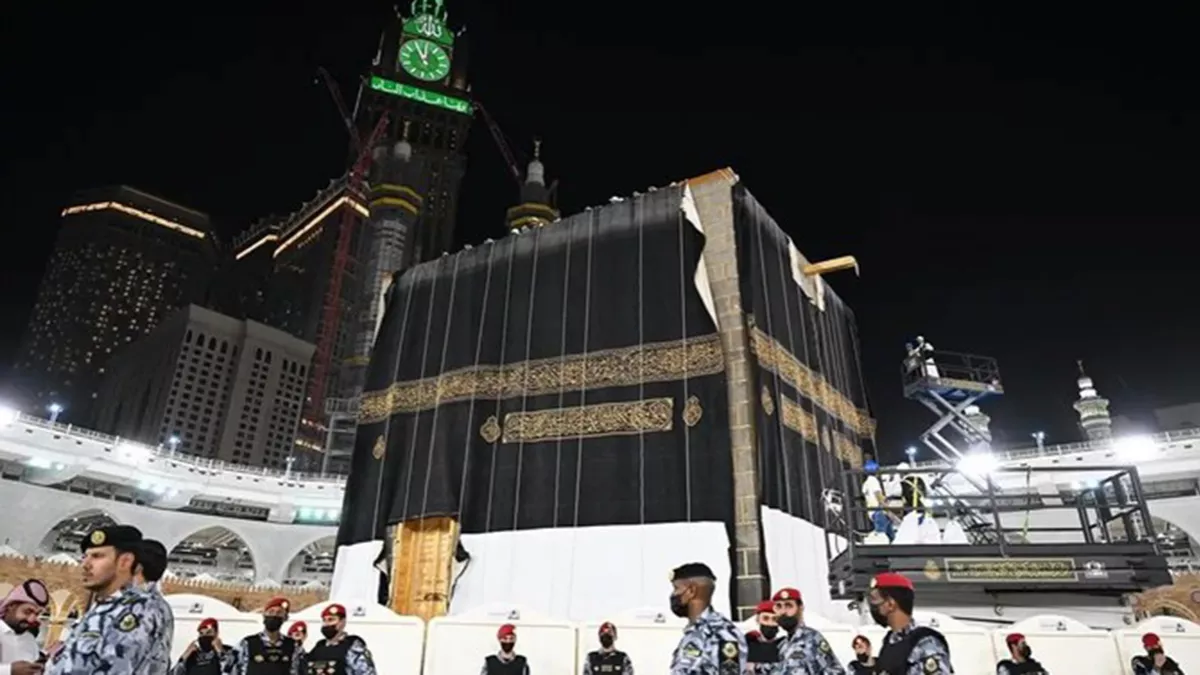 The holy Kaaba was covered with a new kiswa on Wednesday 