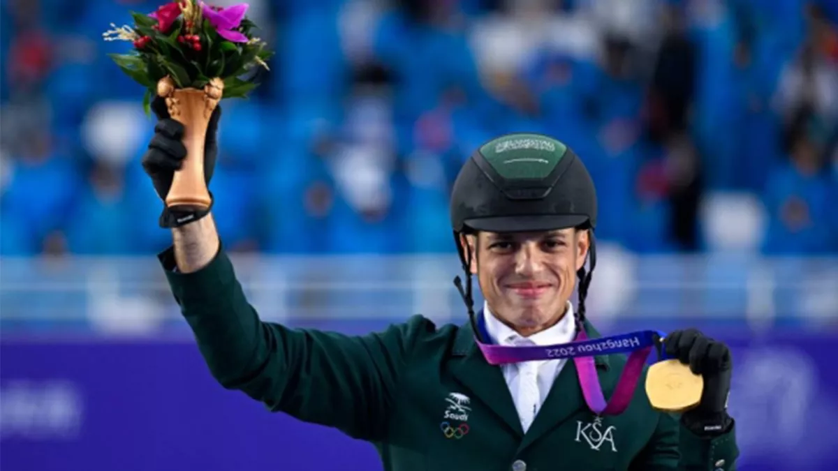 19th Asian Games; Saudi rider Abdullah Al-Sharbati dominated the Arabian platform in the showjumping competition, winning a gold medal on Friday 