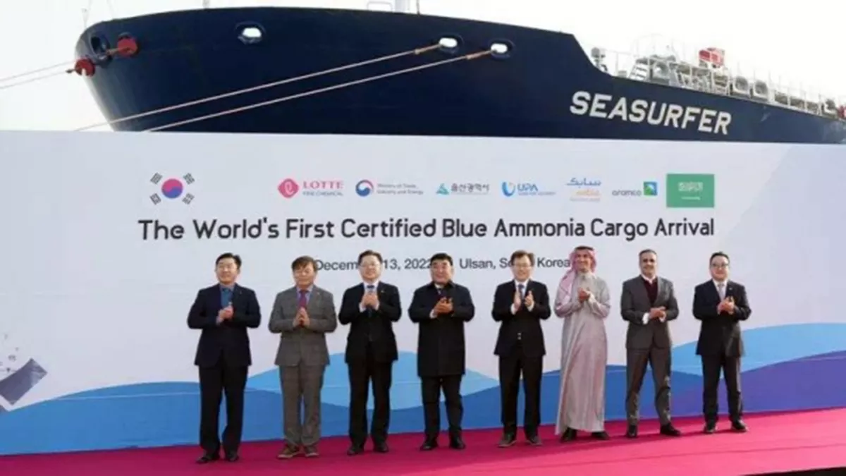 World's first certified blue ammonia cargo sent by Saudi Arabia to S. Korea